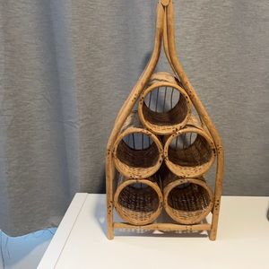 Vintage Wicker Wine Rack